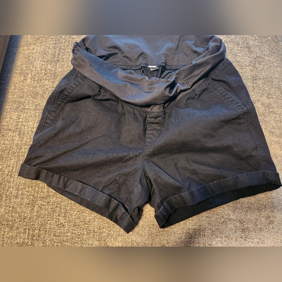 Maternity Rollover-Waist OGC Chino Shorts -- 5-inch inseam, Size L - Picture 3 of 5
